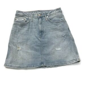 Calvin Klein Distressed Denim Jean Mini Skirt
